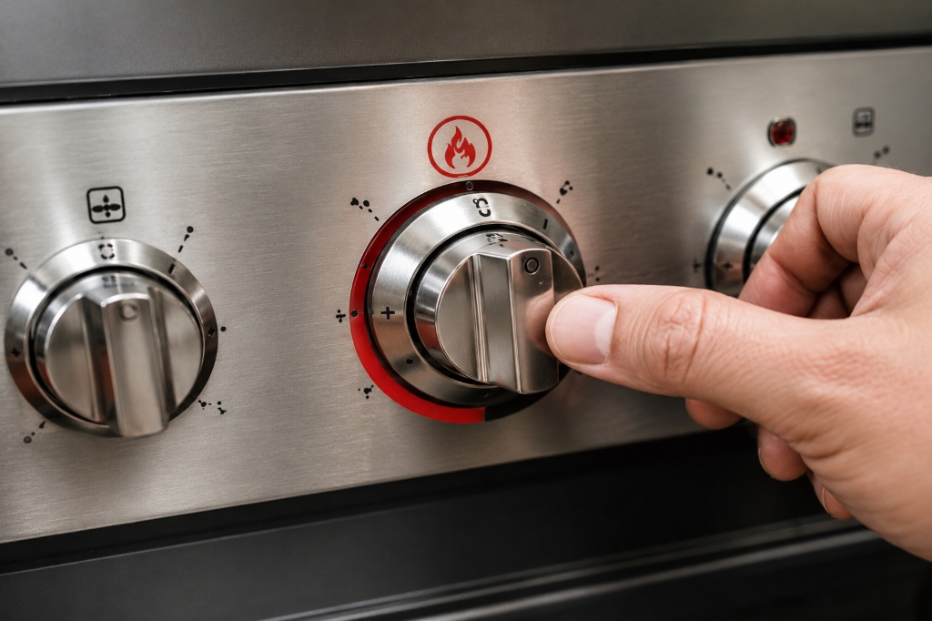 Hand turning stainless steel gas appliance control knob